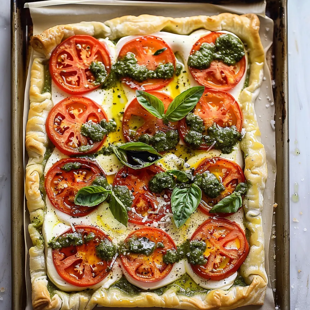 Knusprige Caprese Pizza mit Pesto