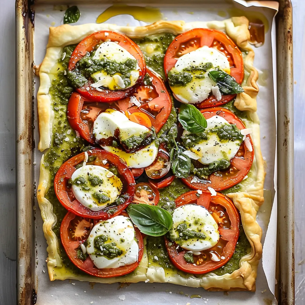 Caprese-Pizza mit Pesto - Einfaches Italienisches Gericht