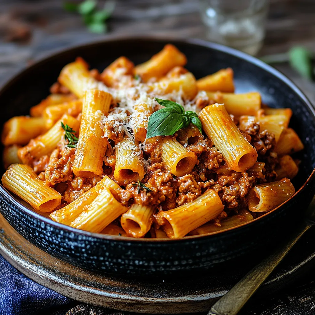 Una cacerola llena de macaroni con carne y queso.