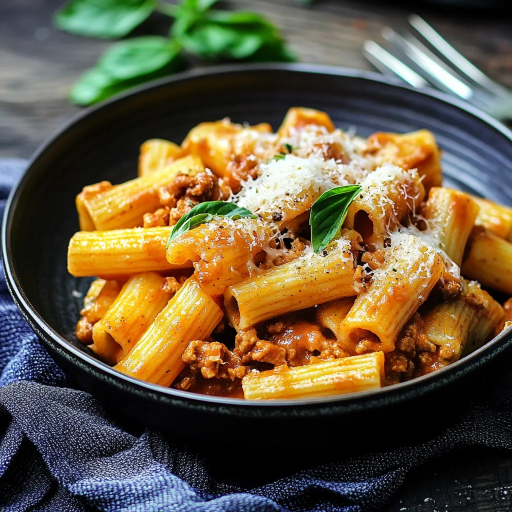 Plato de macaroni con salsa y queso.