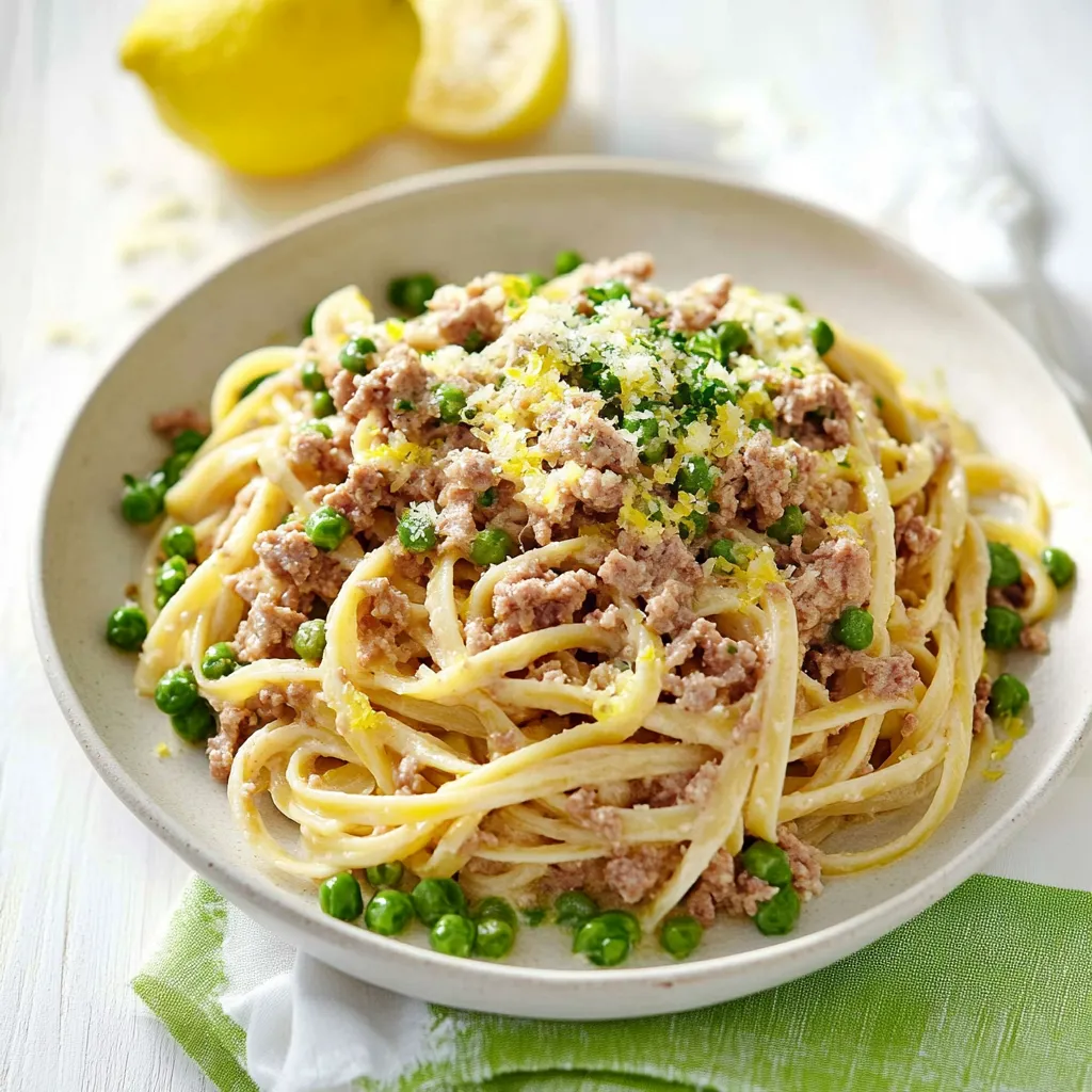 Una porción de pasta con carne y verduras.