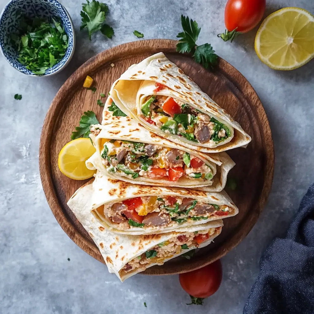 Tres tortillas en una tabla con tomates y limones.