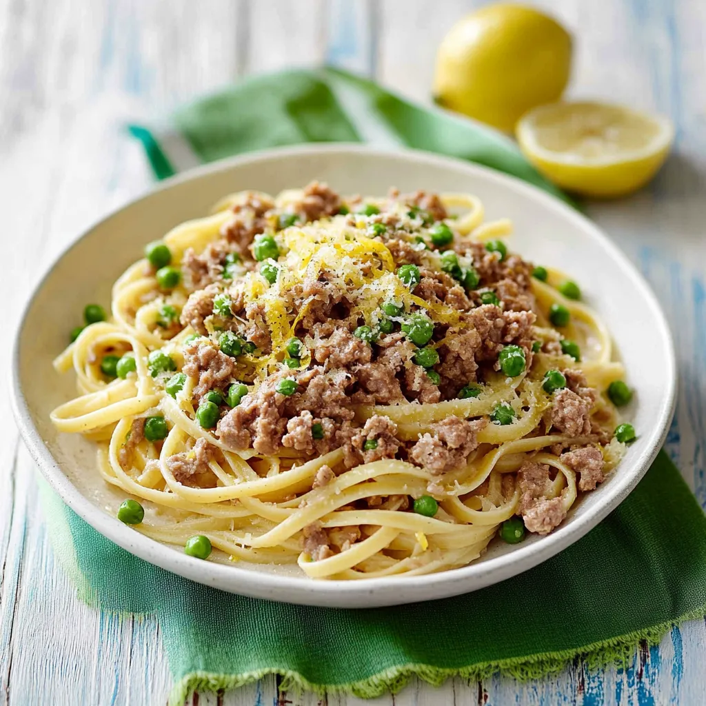 Una porción de pasta con carne y verduras.