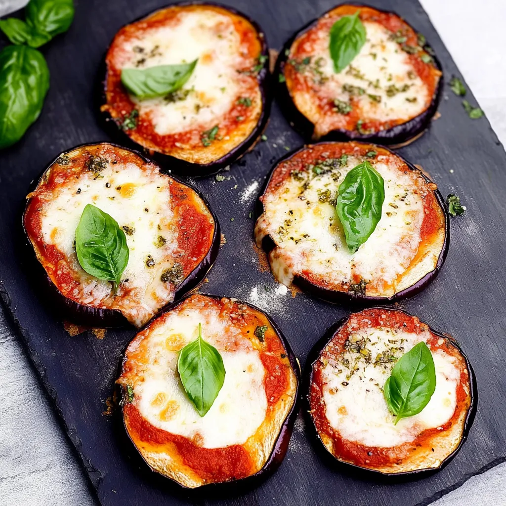 Eine Tasse mit sechs Möhren, jede mit einer Portion Mozzarella und Basilikum.