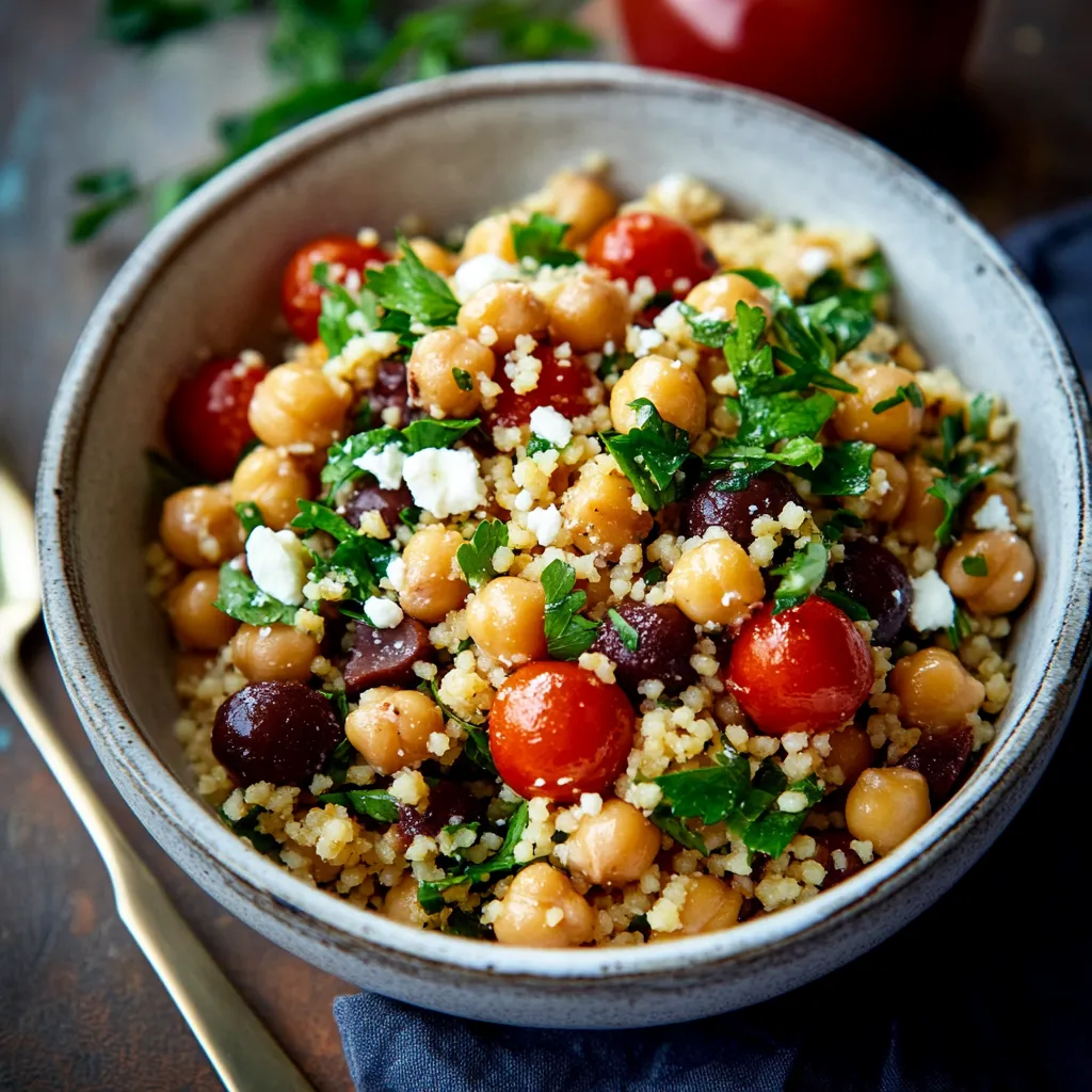 Ein Becher mit einer Mischung aus Reis, Tomaten, Zwiebeln und Oliven.