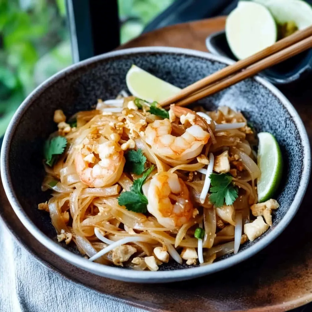 Ein Schälchen mit Shrimp und Noodles.