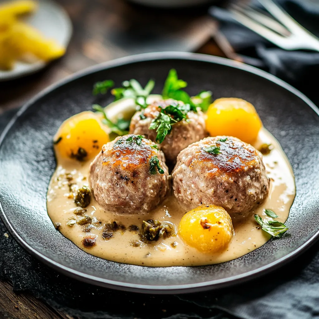 Ein Schälchen mit Sauce und Zwiebeln.