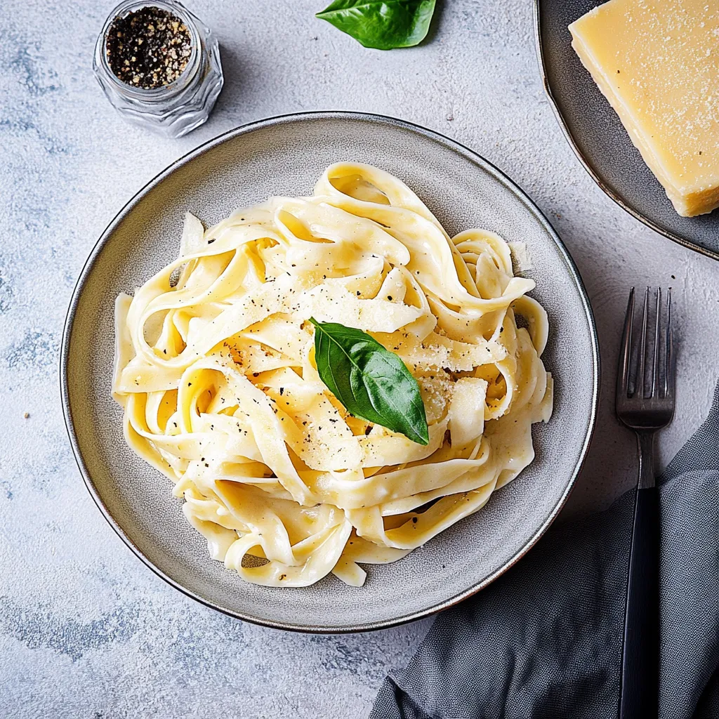 Ein Plate mit Pasta, Spinat und Parmesan.