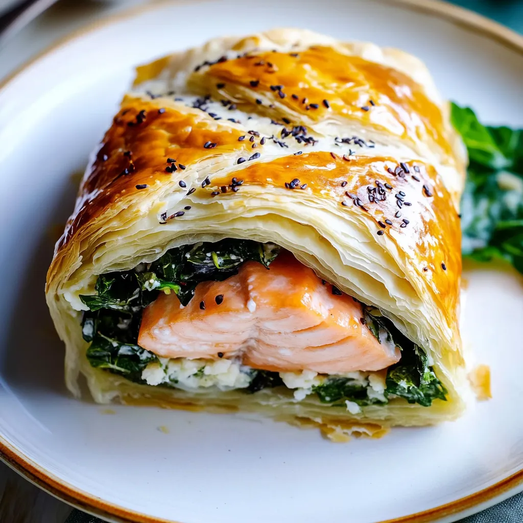 Ein weißer Teller mit einem Sandwich, das aus Salat, Käse und Salmon besteht.