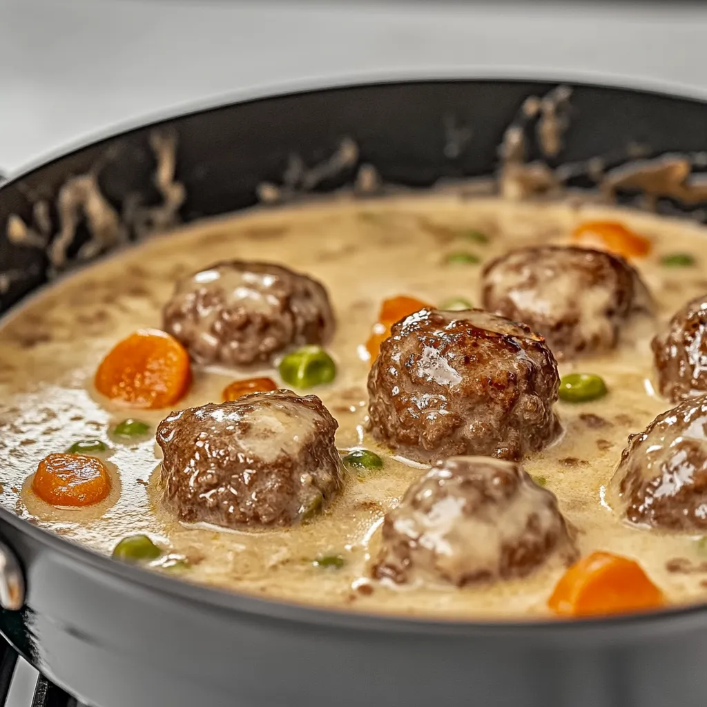 Ein Topf mit einer Mischung aus Fleisch, Gemüse und Kartoffeln.