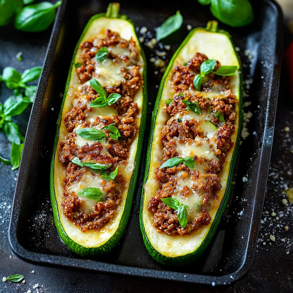 Zwei zucchini mit sauce und pesto.