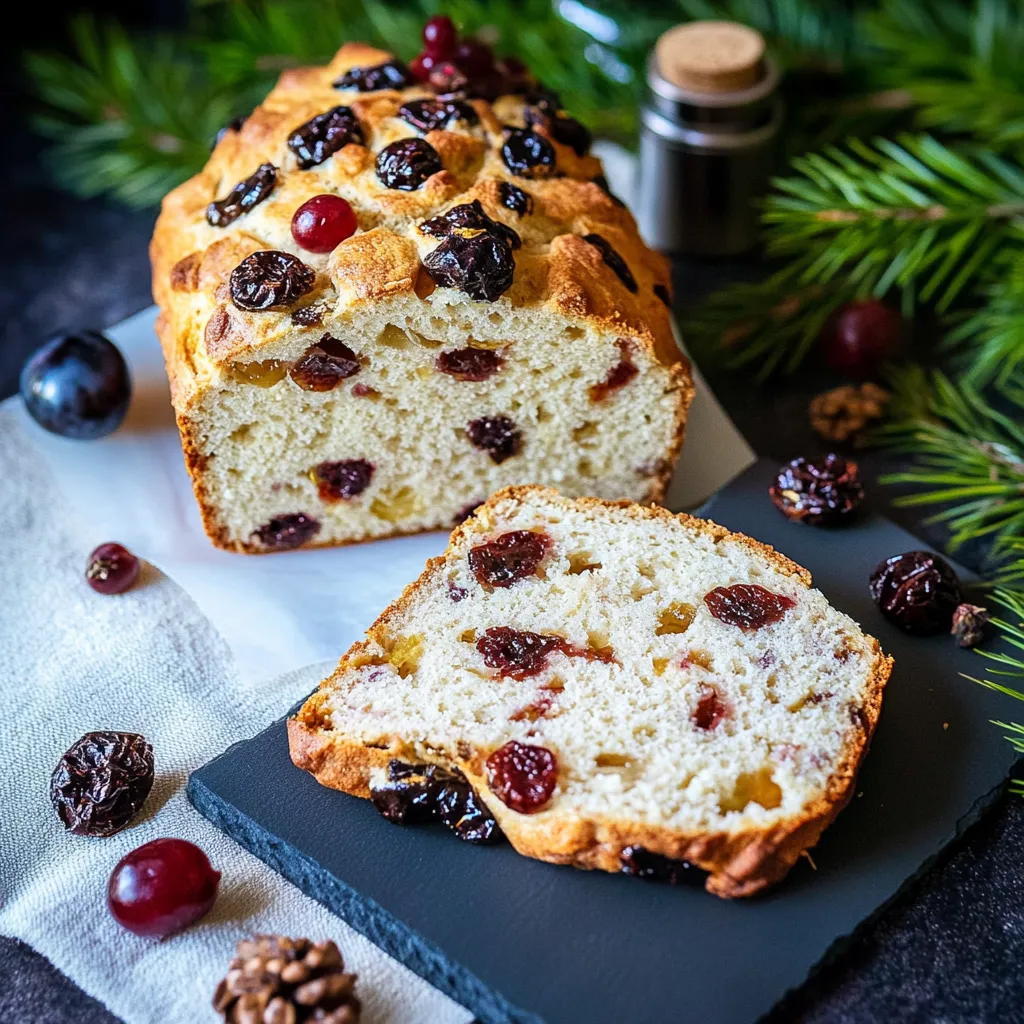 Ein Bread mit Zimt und Beeren auf einem Tisch.