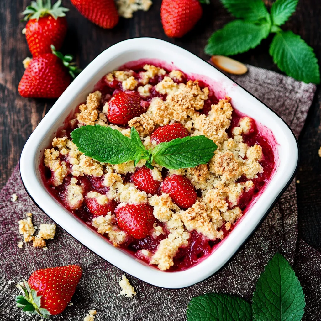Ein Glas mit einer Mischung aus Strawberries, Blueberries und Crumbles.