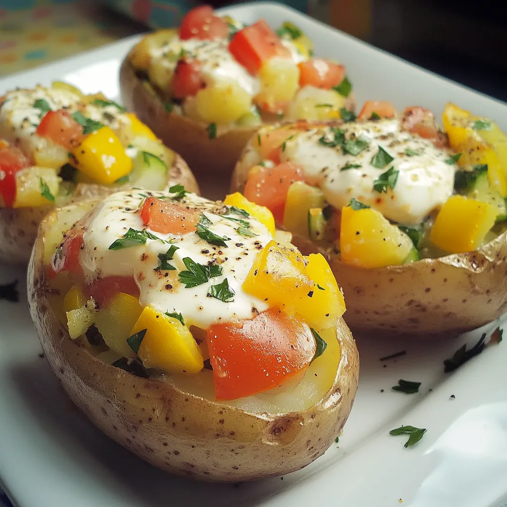 Eine Platte mit sechs gegrillten Paprika, die mit Mayonnaise und Zwiebeln garniert sind.