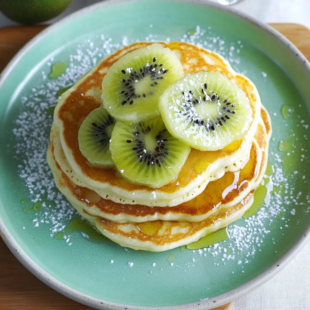 Ein grünes Obst, das aus Kiwis besteht, wird auf eine Platte gegeben.