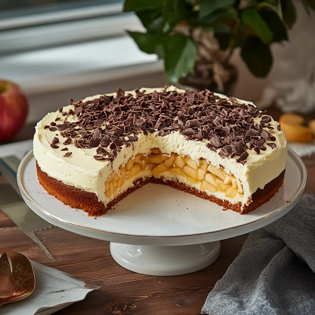 Eine Schokoladenkuche mit Schokoladenglasur auf einem weißen Platter.