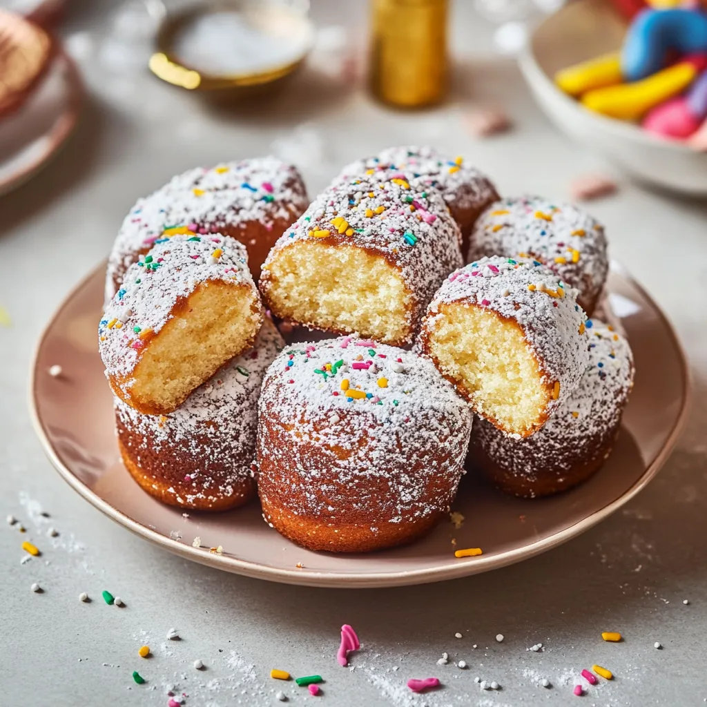 Eine Platte mit sechs Donuts, die mit Schokoladenglasur und Schokoladensirup garniert sind.