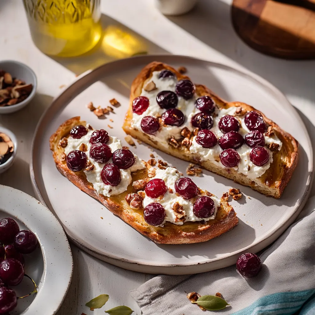 Eine Platte mit zwei Scheiben Toast mit frischen Beeren darauf.