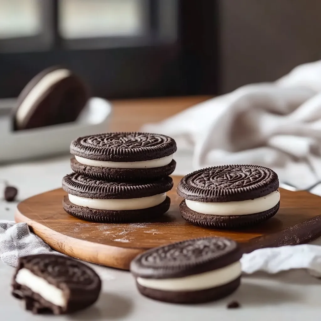 Eine Schüssel mit Oreo-Schokoladenkuchen auf einem Tisch.