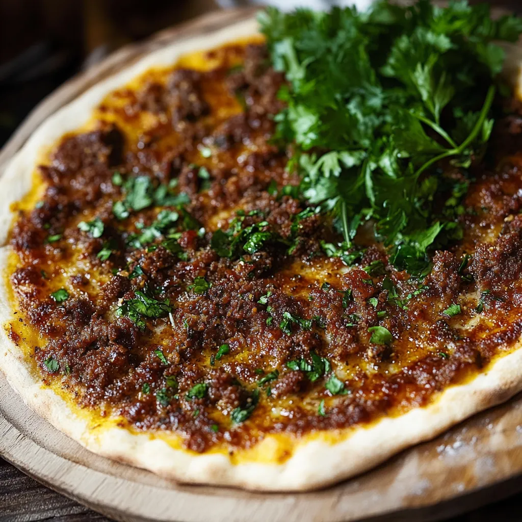 Eine pizza mit kräftigem Käse und Zwiebeln auf einem Brett.