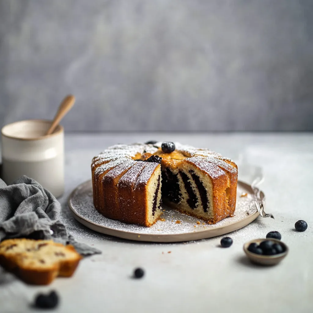 Ein Cake mit Schokoladenglasur auf einem Teller.