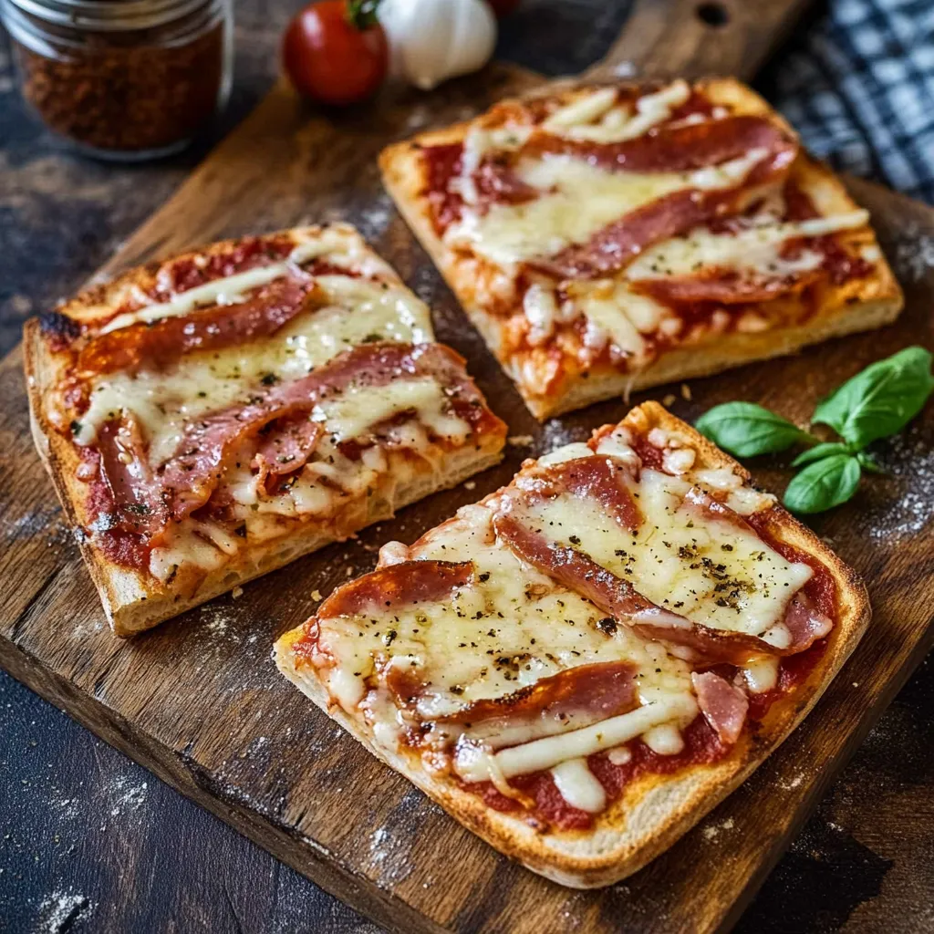 Eine Schicht Bacon auf einem Toast.
