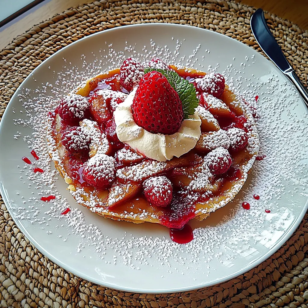 Ein weißer Teller mit einem Stück Kuchen, Strawberries und Cream.