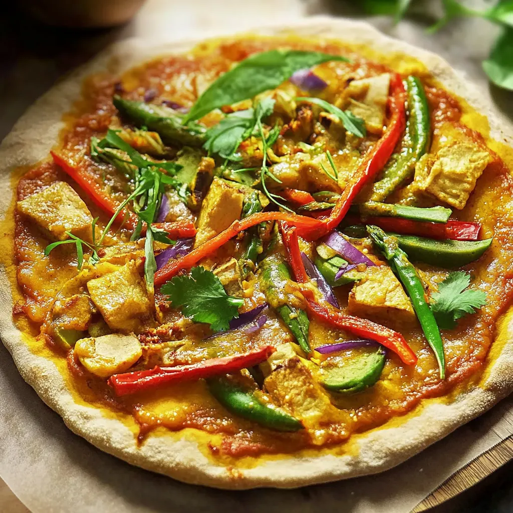Eine pizza mit verschiedenen Zutaten wie Zwiebeln, Paprika, Gurken, Zucchini und Tomaten.