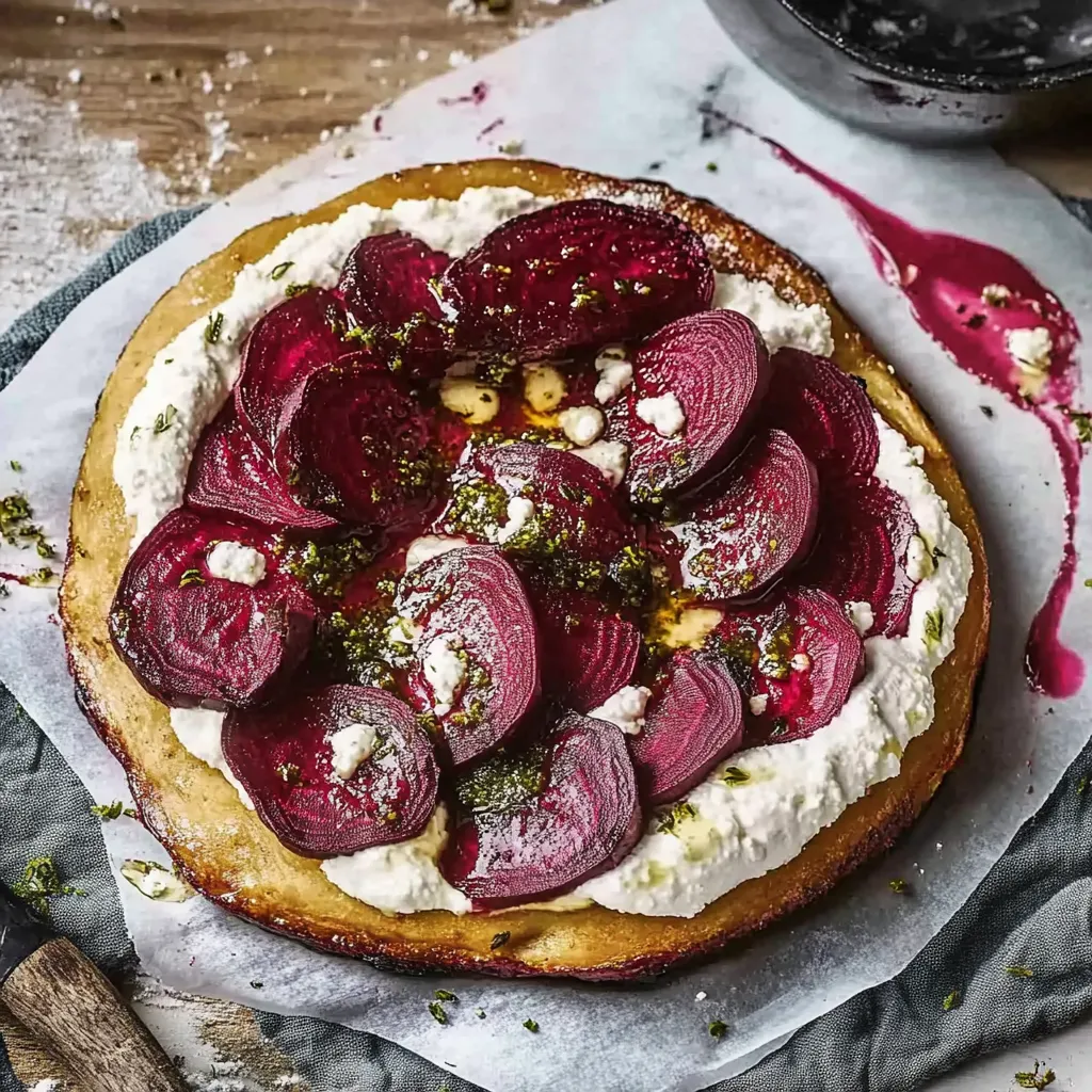 Eine Beilage mit roten Beeren und Käse auf einem Teller.