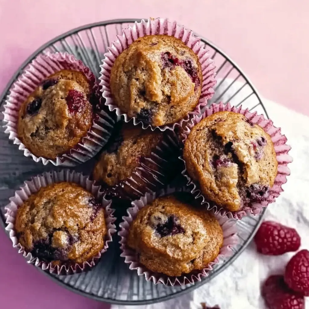 Eine Platte mit sechs Muffins, die in Paper-Muffin-Bechern stecken.