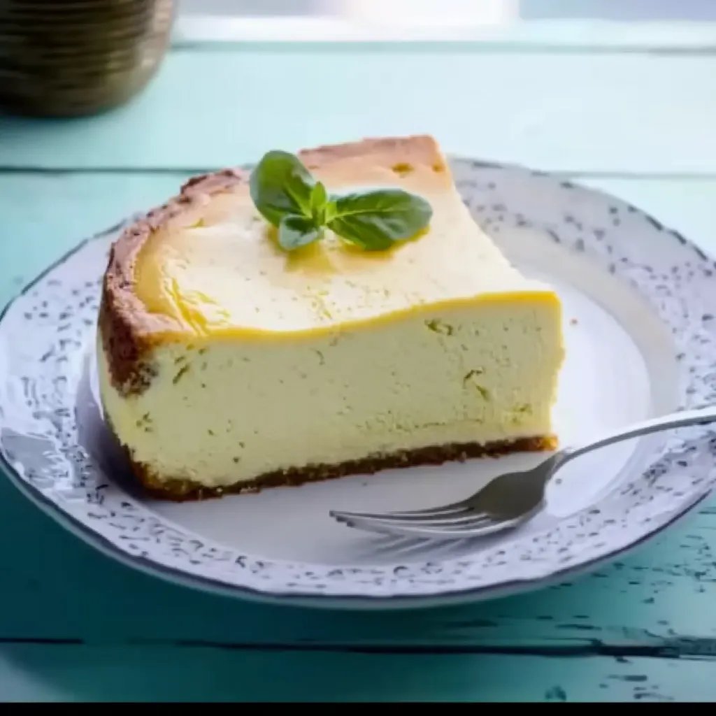 Eine Schokoladencake mit Blattpflanzen auf einem weißen Plate.