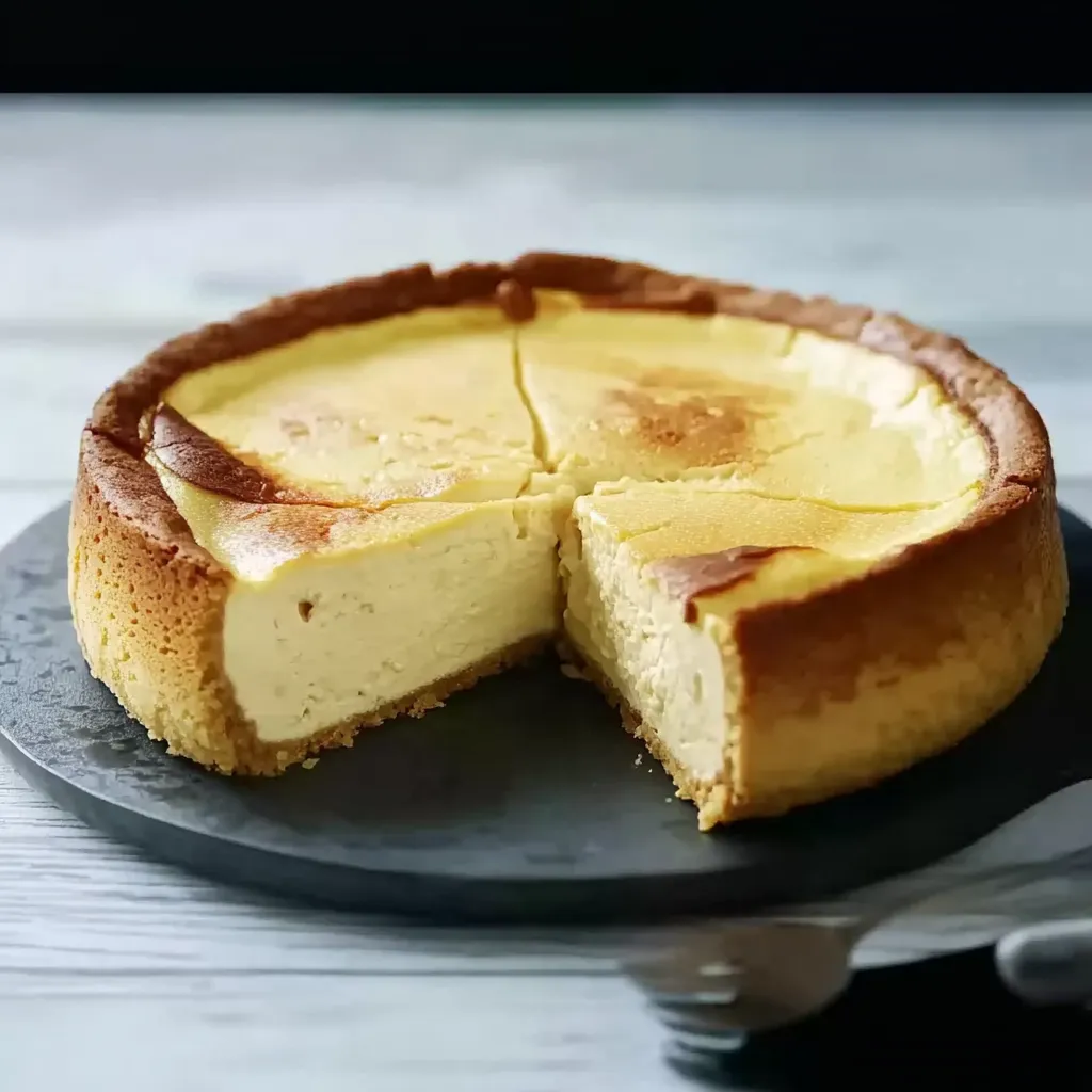 Eine halbe Torta mit Käse auf einem Teller.