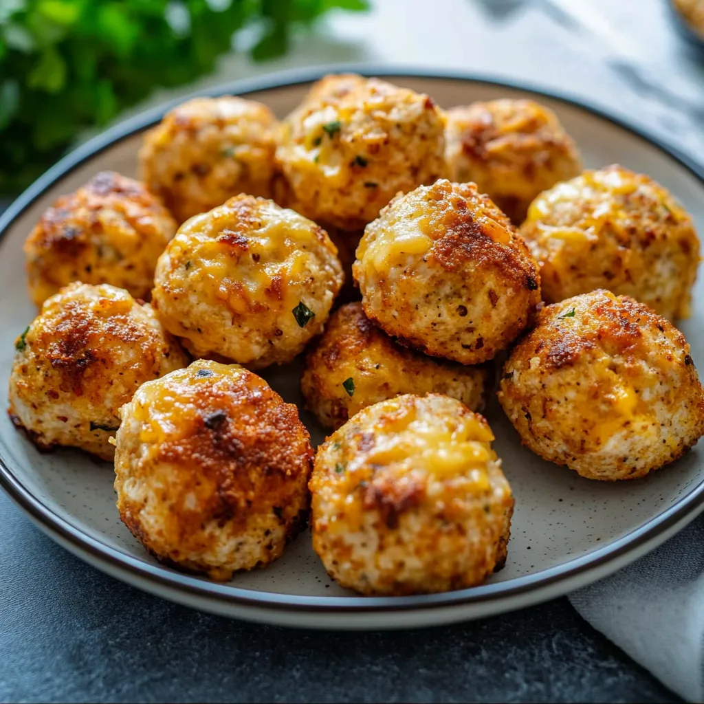 Ein Plate mit 12 Kichererbsen-Knödel auf einem Teller.