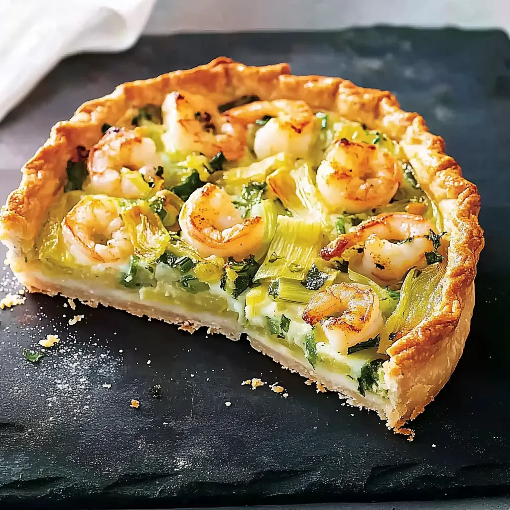 Ein Schmelztopf mit Shrimp und Zwiebeln auf einem Tisch.
