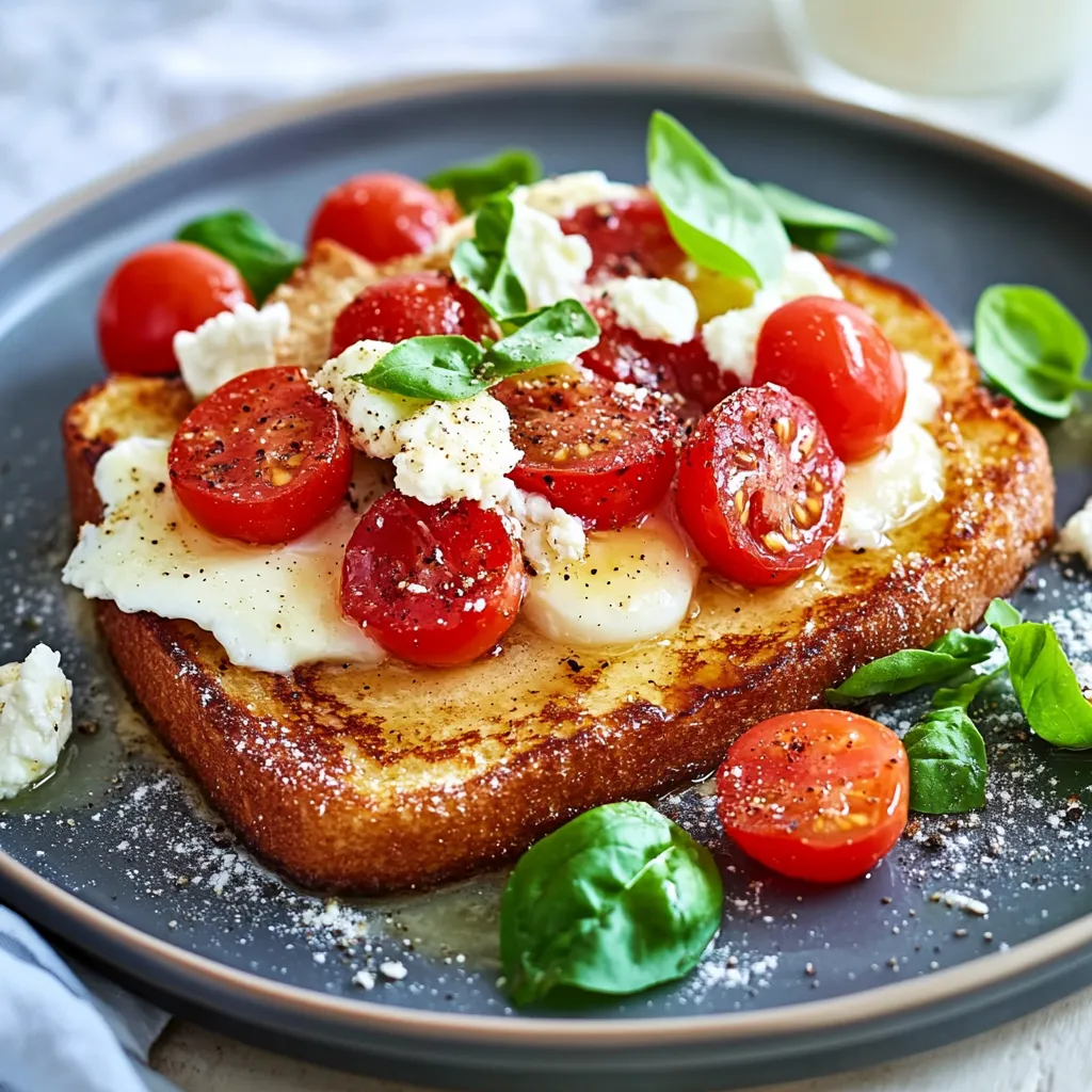 Eine Platte mit Toast, Tomaten und Spinat.
