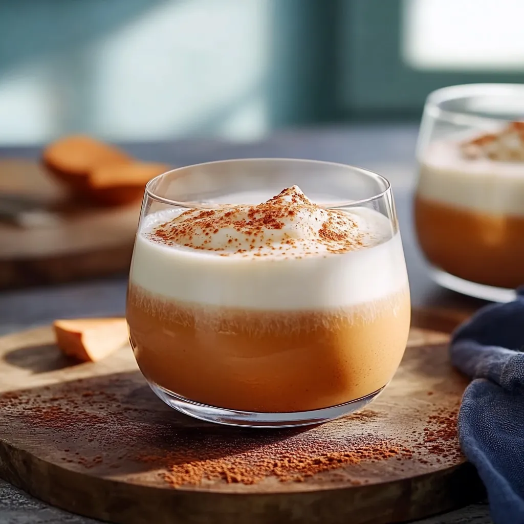 Ein Glas mit einer cremigen Mischung, die mit Zucker und Kokosnuss vermischt ist.