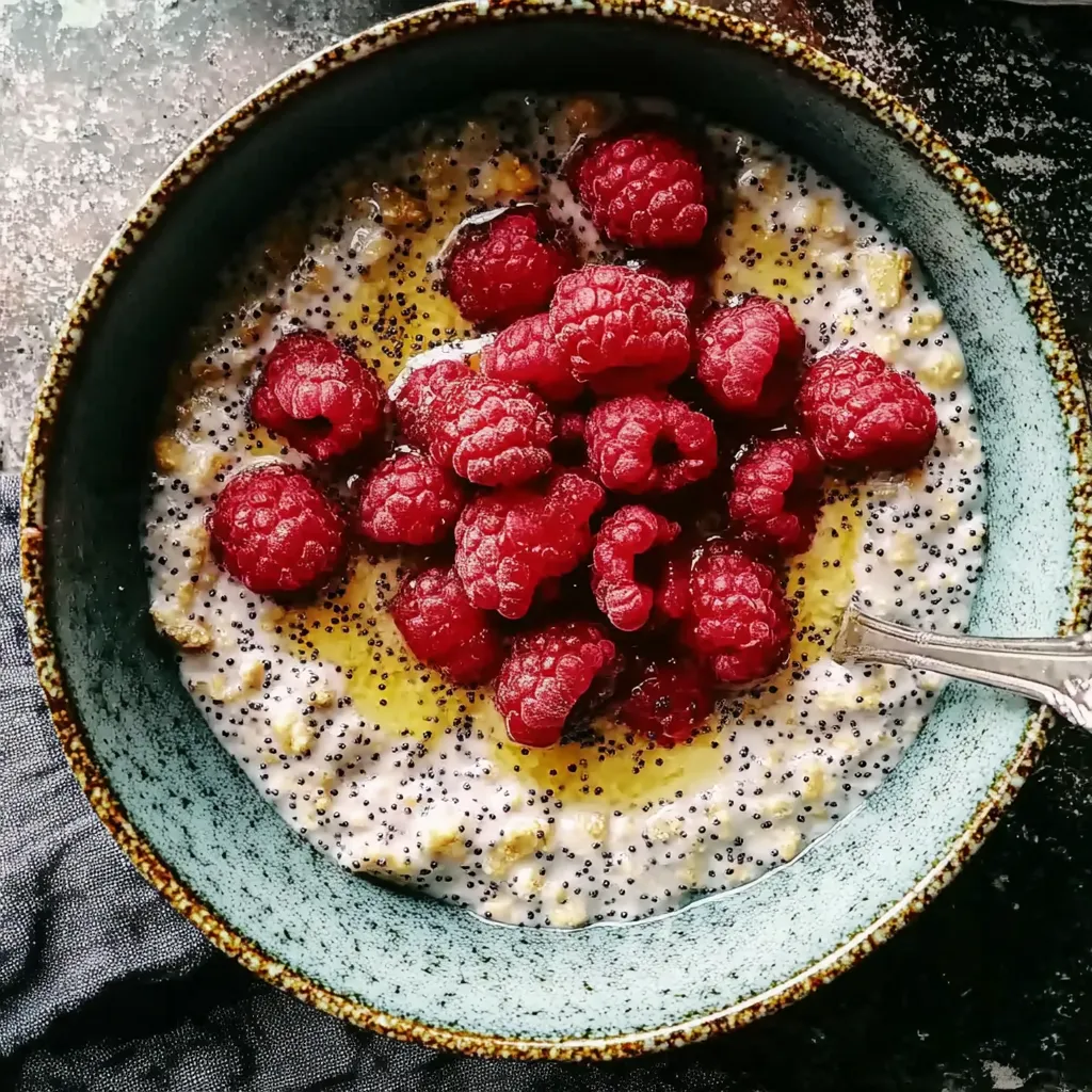 Ein Glas mit frischem Raspberry-Joghurt und granuliertem Gericht.