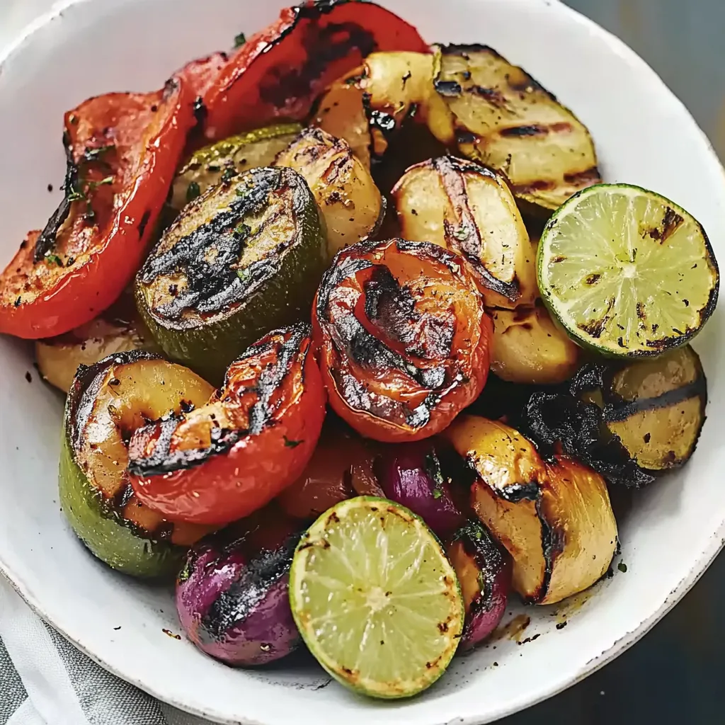 Ein weißer Teller mit einer Mischung aus Gemüse, darunter Tomaten, Zwiebeln, Paprika, Onions und Zucchini.