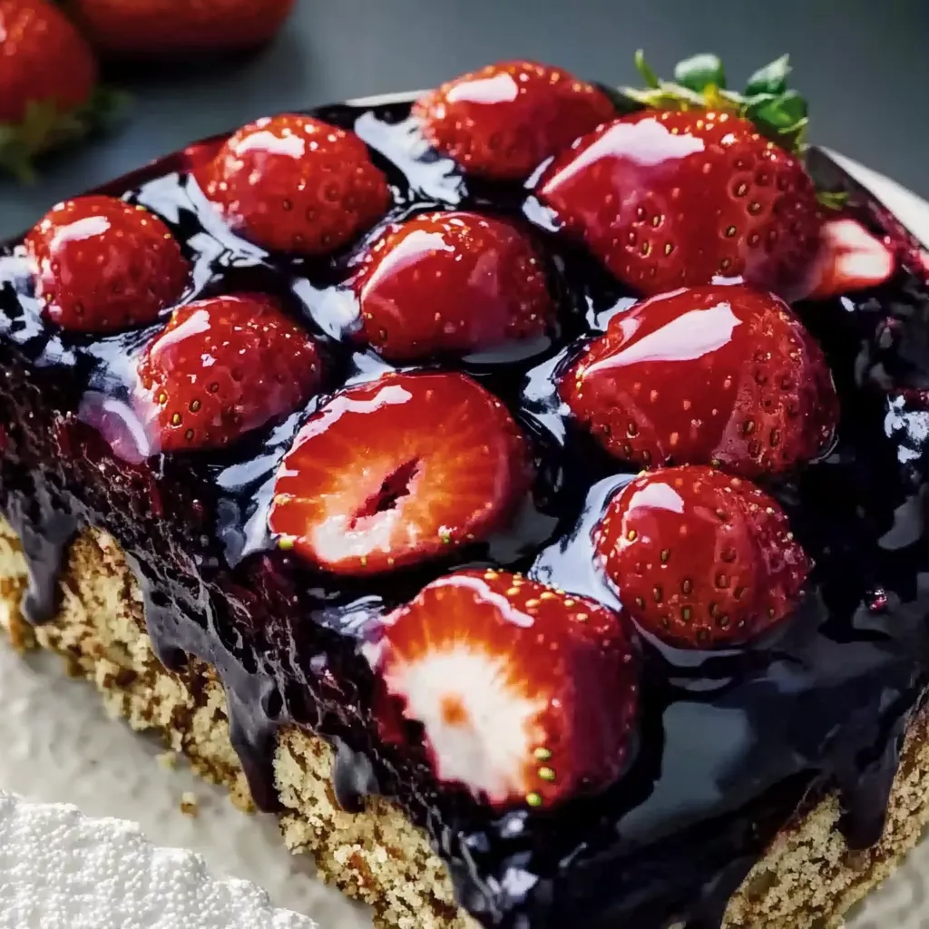 Eine Schokoladenkuche mit Strawberries und Schlagsahne.