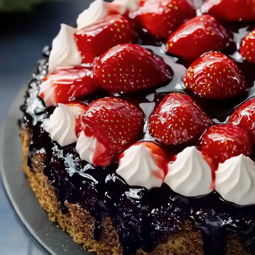 Eine Schokoladenkuche mit Strawberries und Whipped Cream.