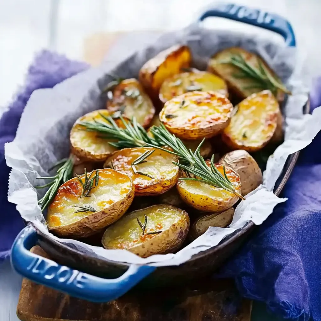 Ein Kessel mit frisch zubereiteten Paprika-Potatoes, die mit Basilikum und Zwiebeln garniert sind.