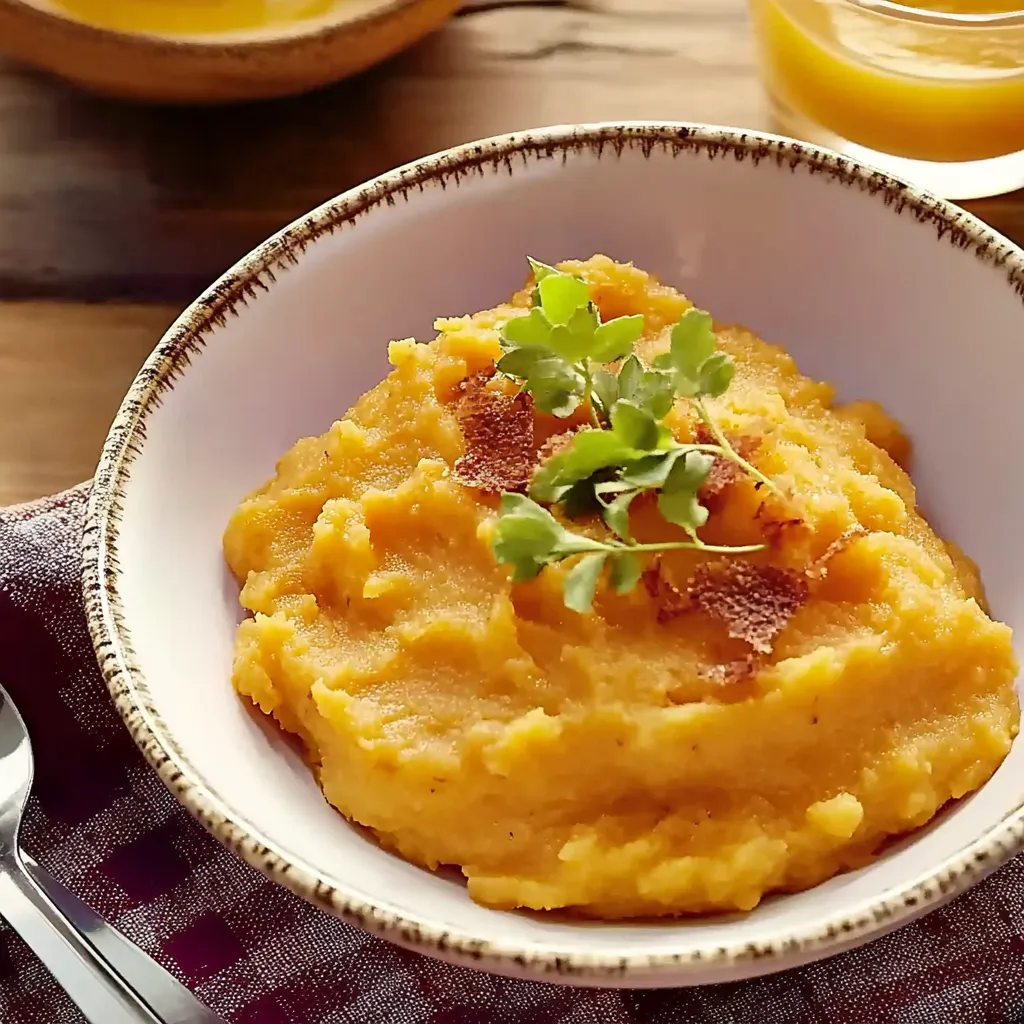 Ein weißer Teller mit einer Mischung aus Kartoffeln und Zwiebeln.