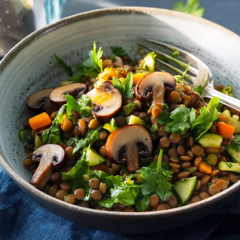 Ein Schüssel mit einer Mischung aus Gemüse und Getreide, darunter Möhren, Zucchini, Linsen und Kichererbsen.
