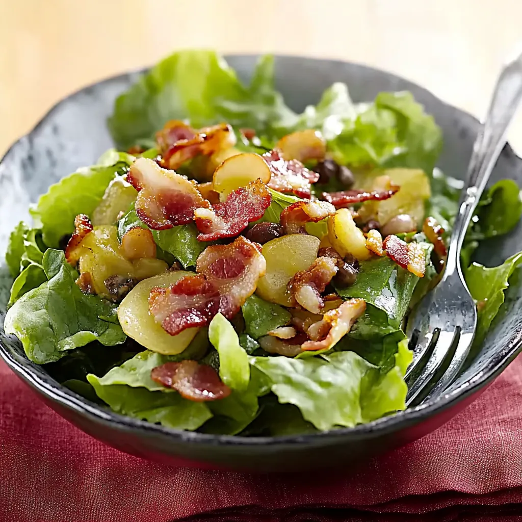 Ein schönes Salat mit Bacon, Linsen und Kartoffeln.