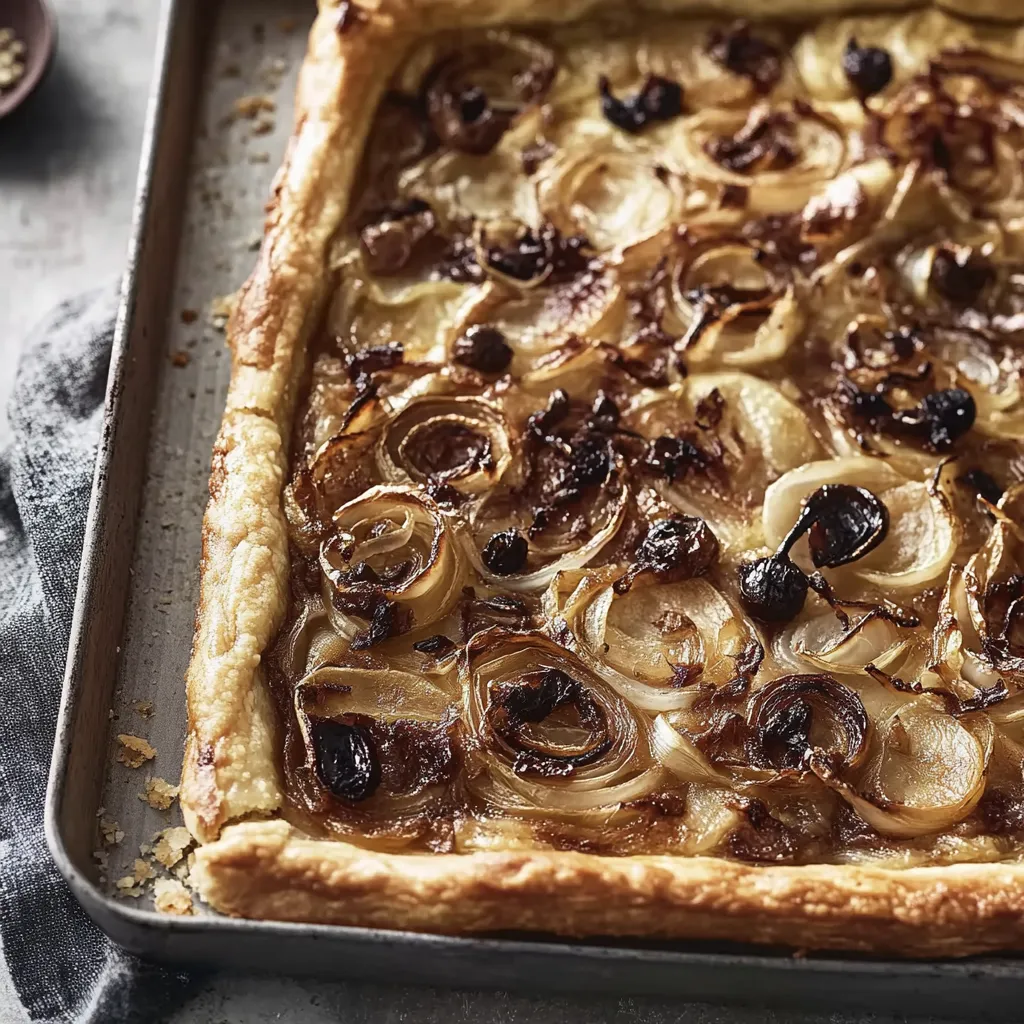 Ein Pizza mit Zwiebeln und Onions.