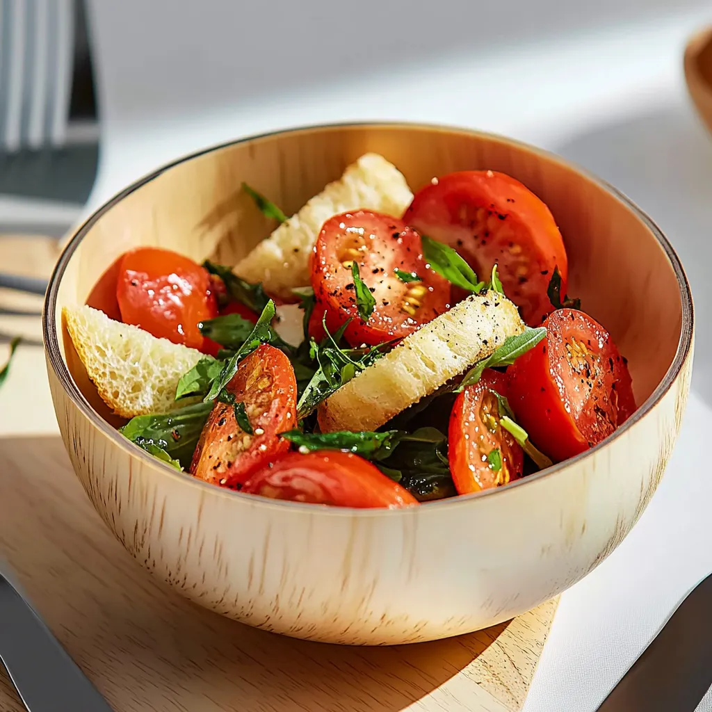 Ein Bogen aus Holz, der eine Schüssel mit frischem Salat enthält.