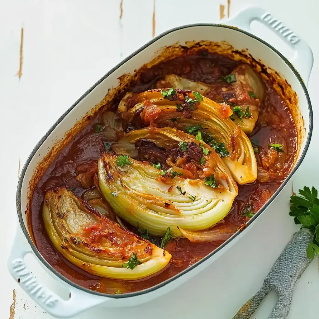 Ein Schalen mit Rindfleisch und Gemüse, darunter eine Art von Kohl, in einer Sauce.