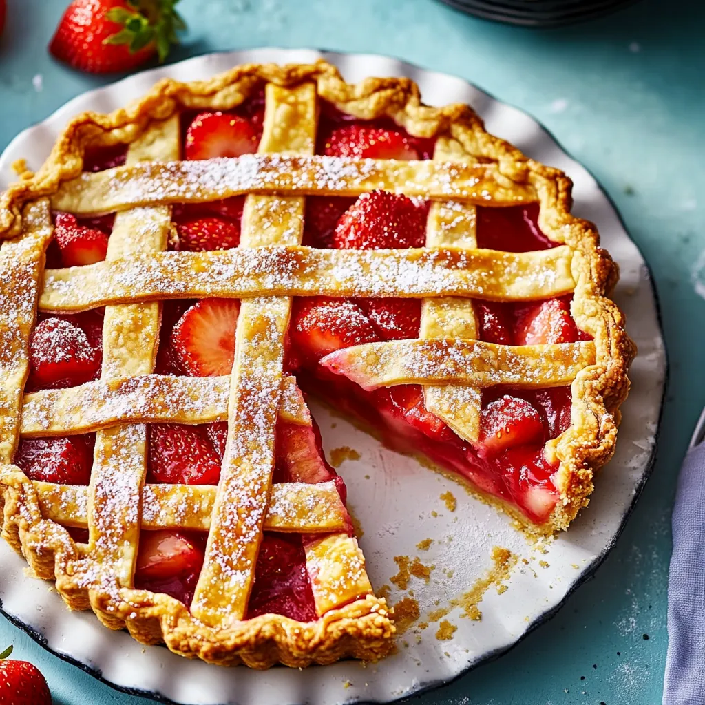 Ein Strawberry-Kuchen mit Strawberries und Zucker auf einem Teller.