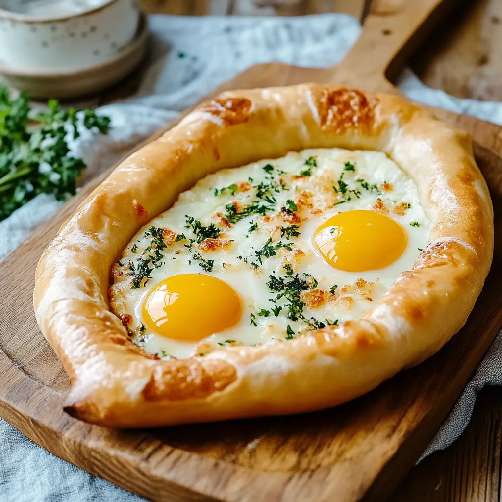 Ein Ei in einem Eierkuchen auf einem Tisch.
