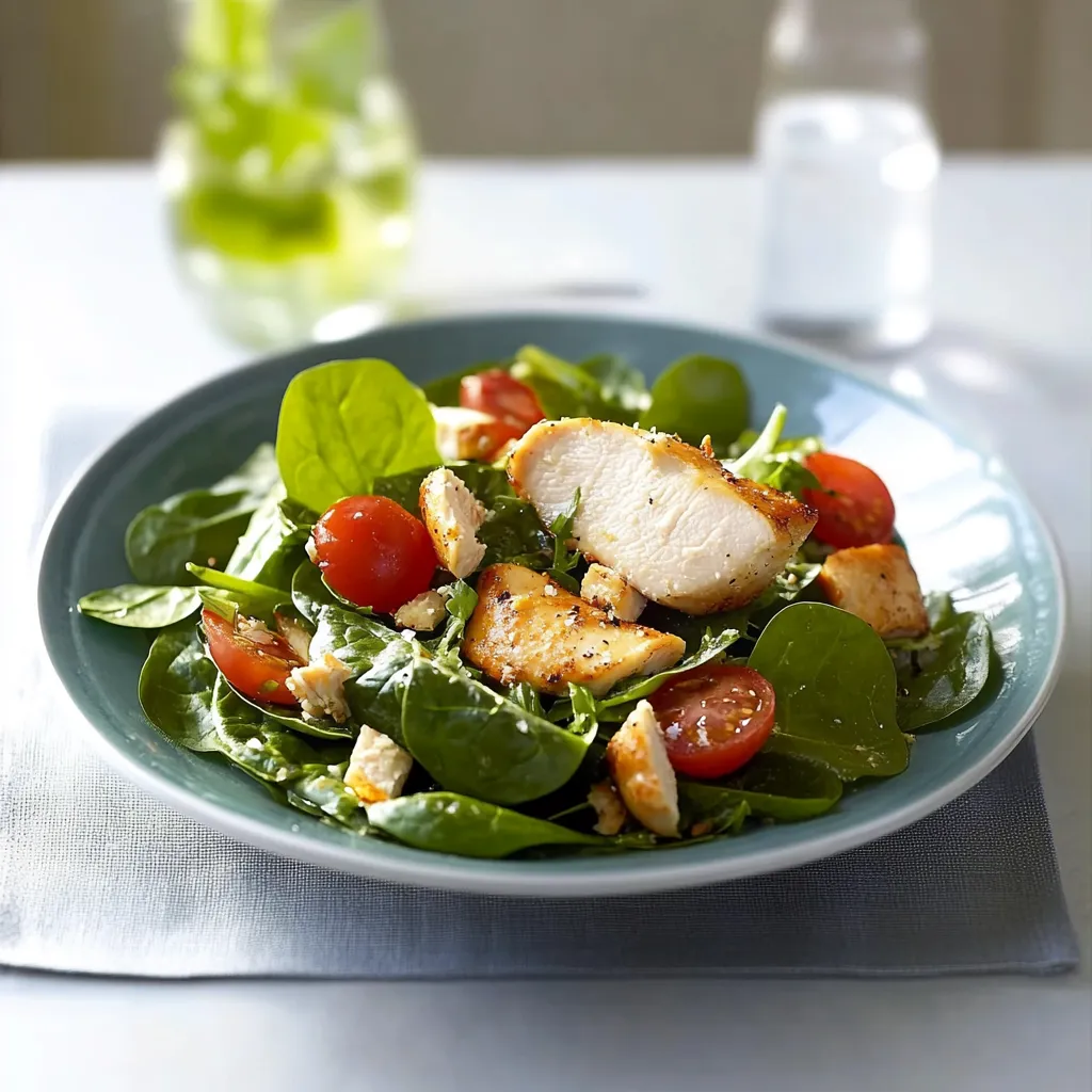 Ein Schüssel mit Salat und Chicken.